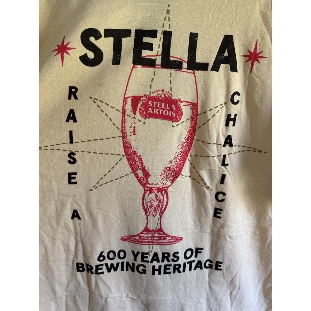 Vintage Stella Beer 600 Years T Shirt Yellow X-Large Cotton Urban Outfitters - Picture 5 of 5